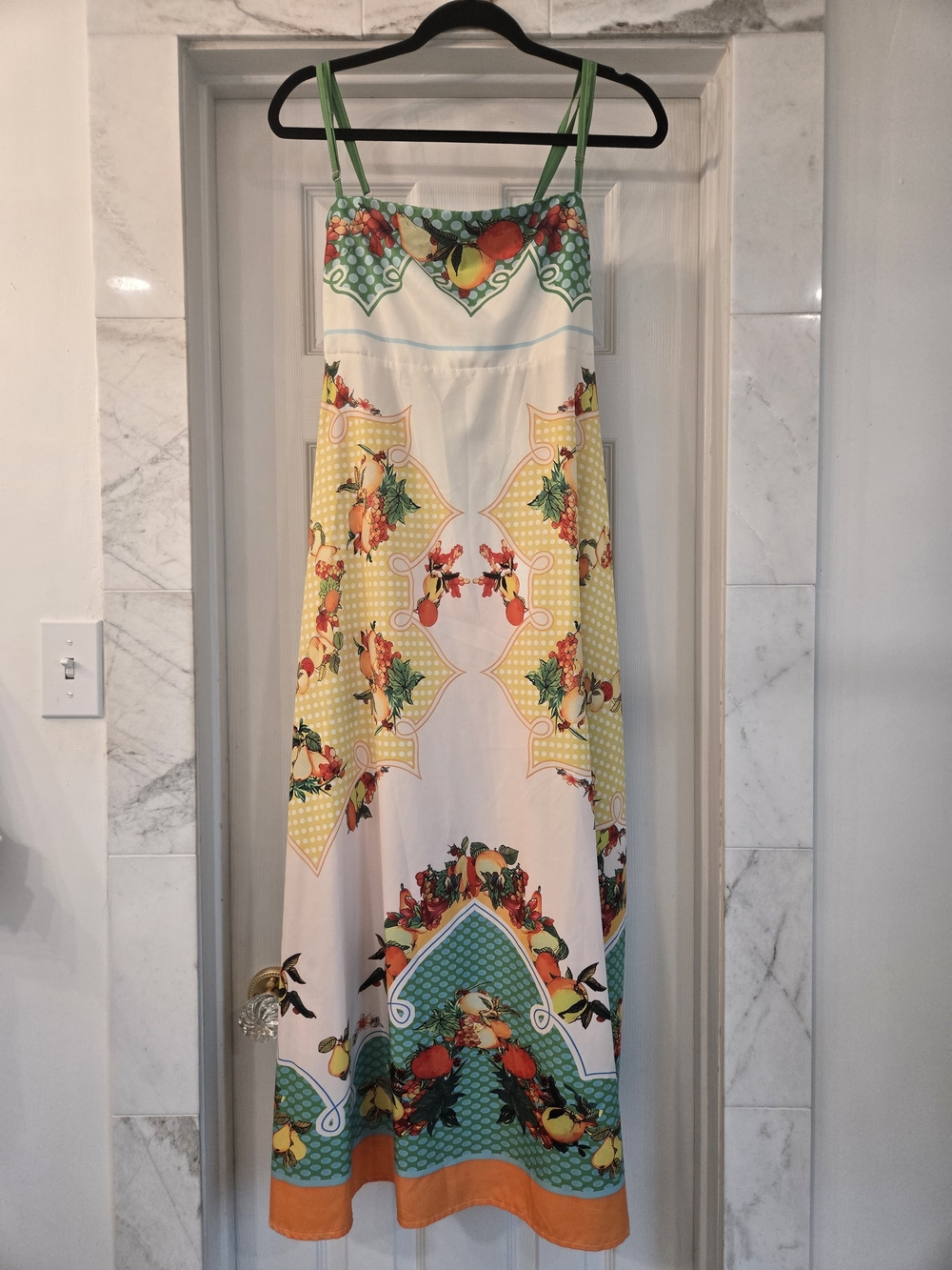Citrus Lemon Print Maxi Dress
